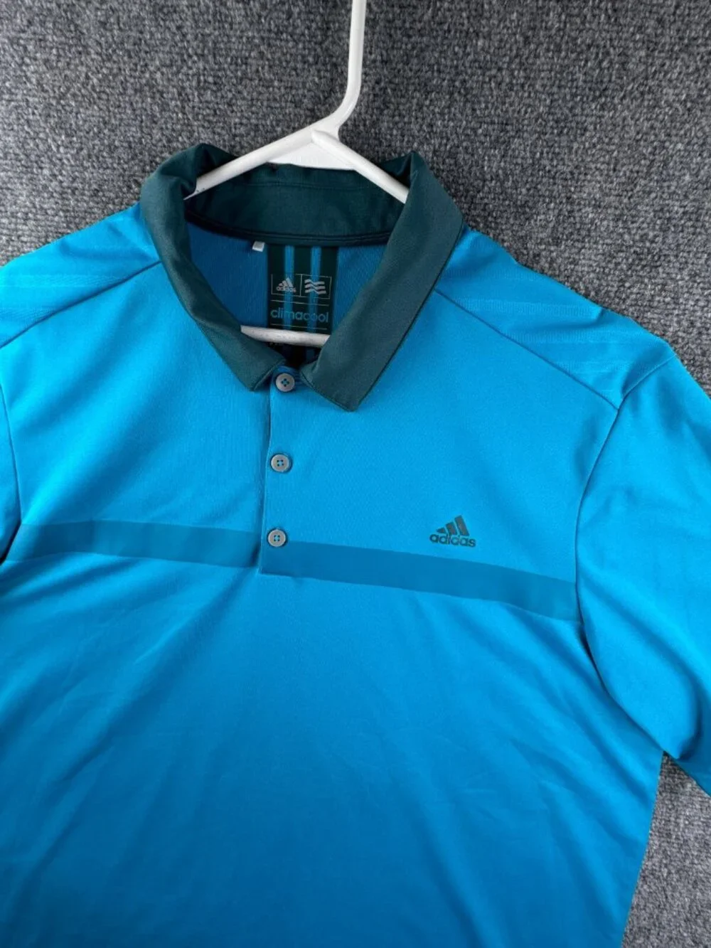 Adidas Blue Climacool XL Short Sleeve Striped Men’s Polo Shirt Adult Golfing